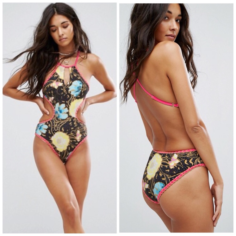 ASOS RIVER ISLAND Floral Cut Out Swimsuit New - Picture 8 of 8